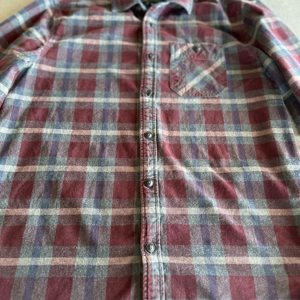 Roots Burgundy and Blue Plaid Casual Shirt